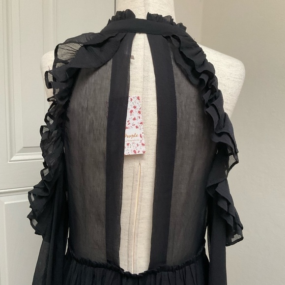 New! Free People Off Shoulder Ruffle Detail Mini Dress Size 6 - Picture 8 of 16